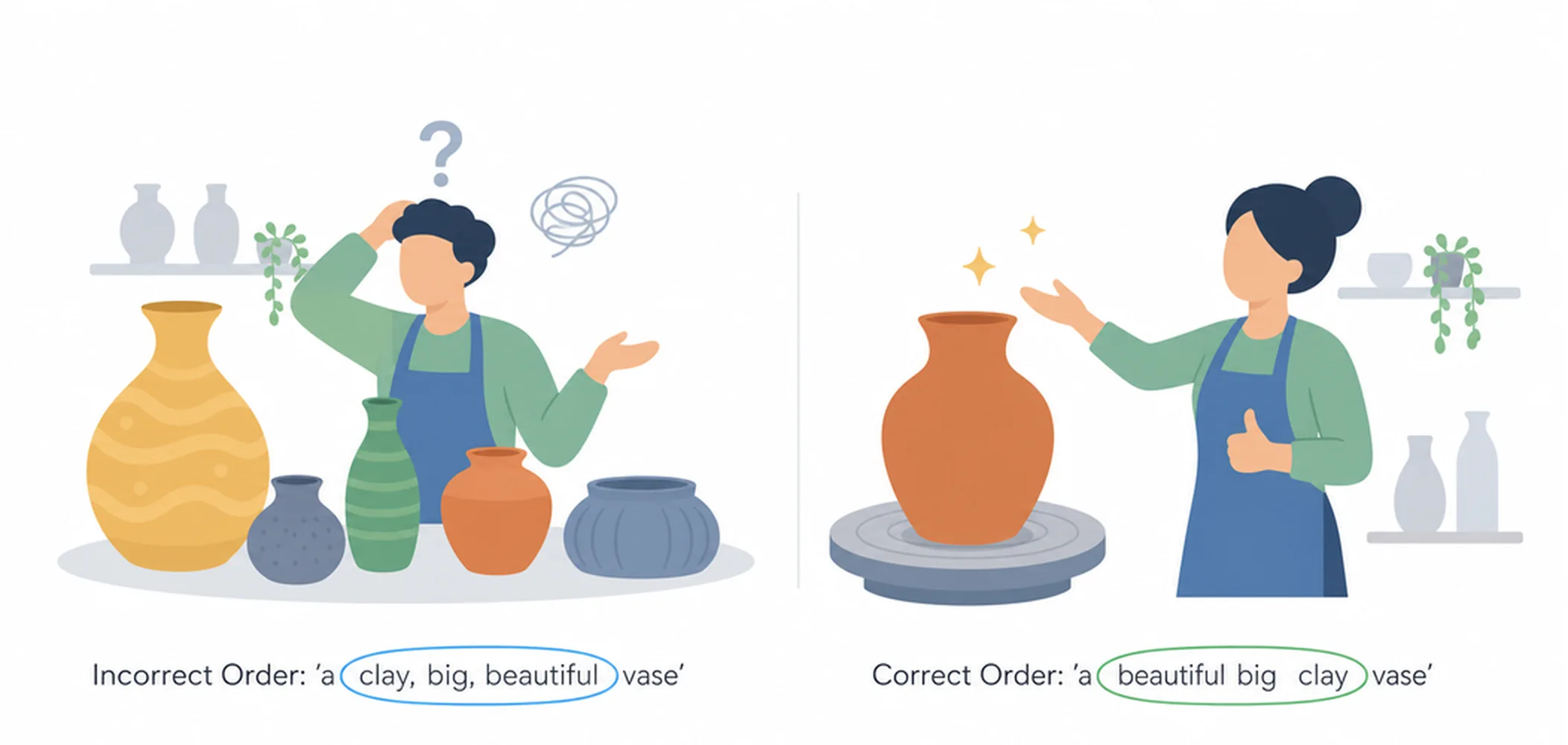 Order of adjectives — common mistakes