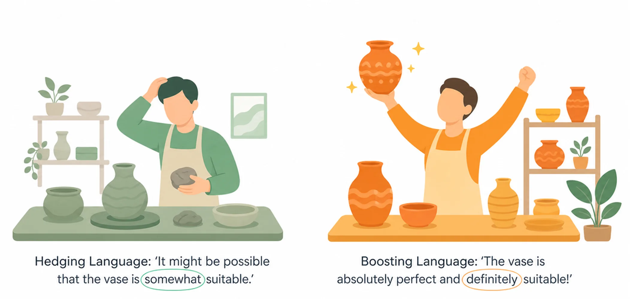 Hedging vs boosting language