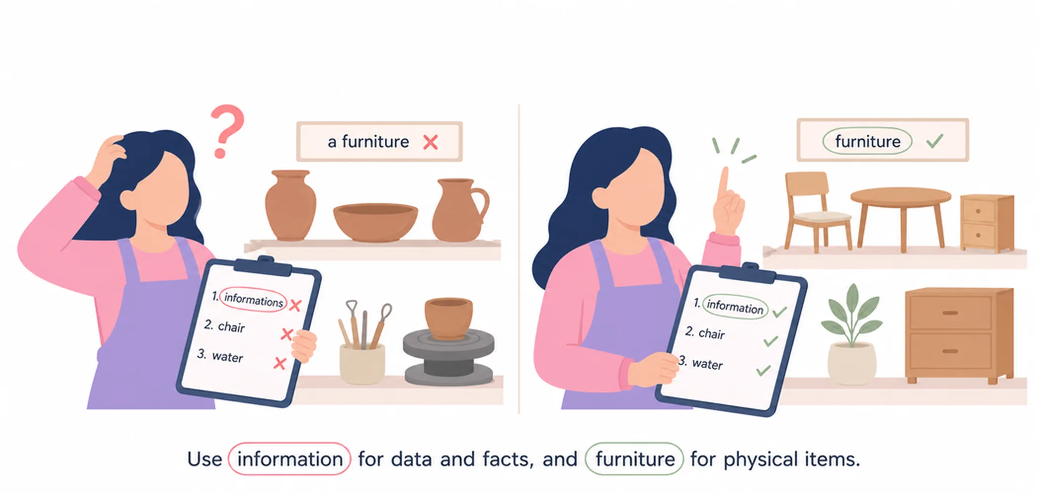 Countable vs uncountable — common mistakes
