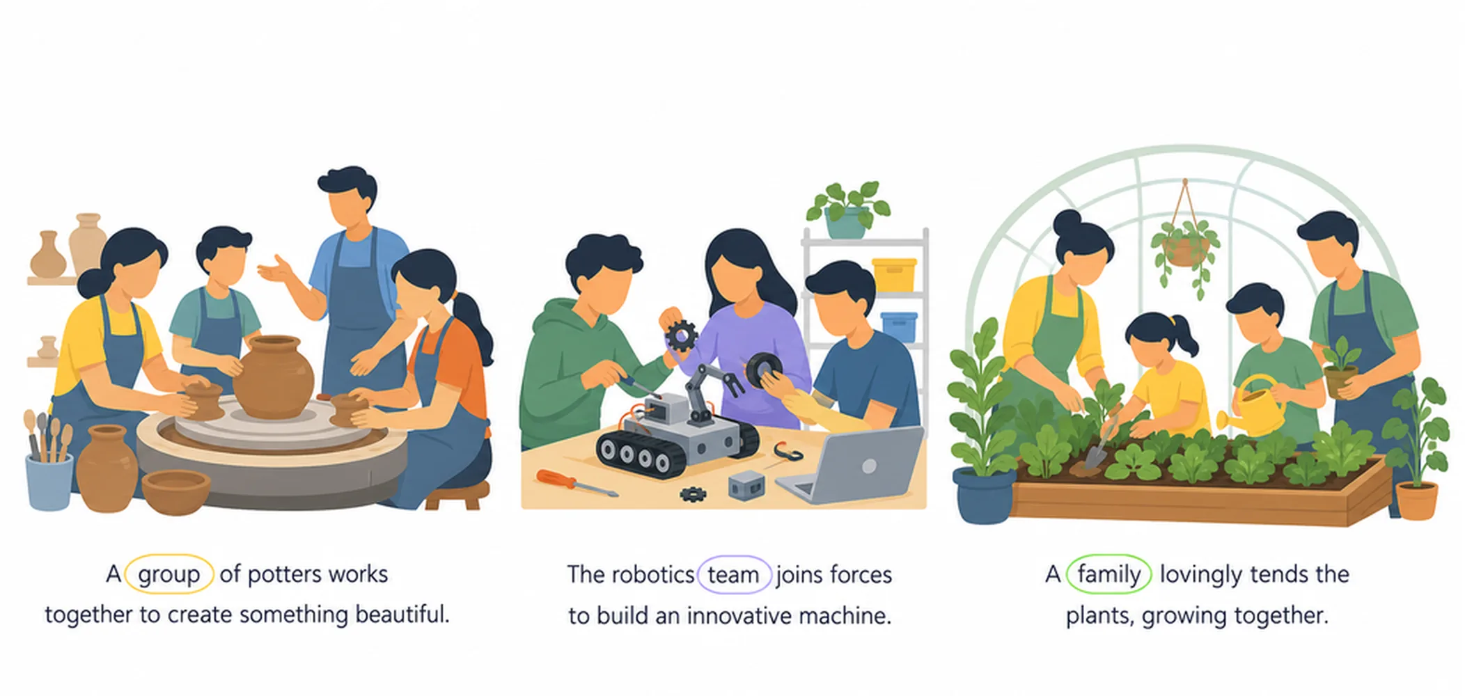 Collective nouns — group, team, family