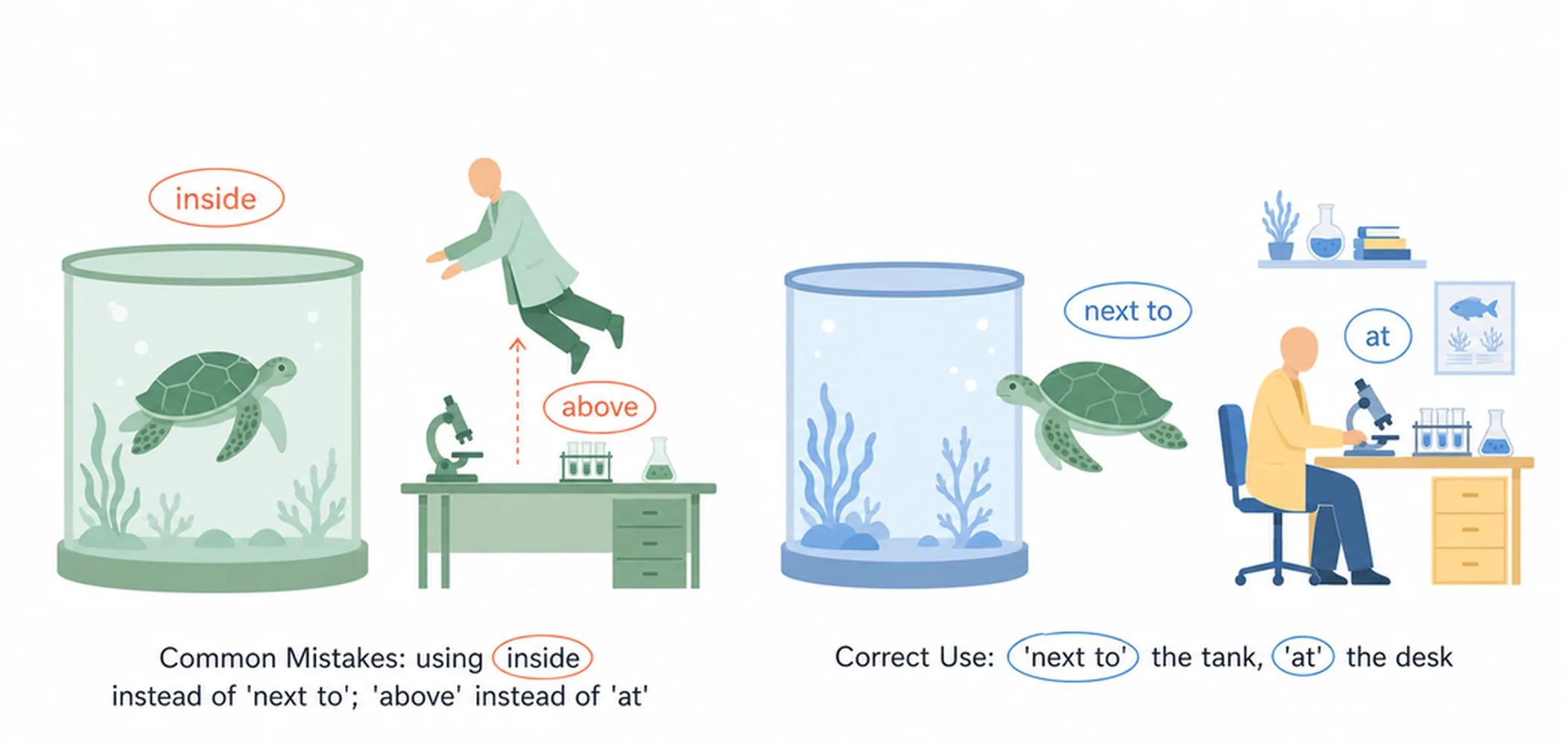 Prepositions of place — common mistakes