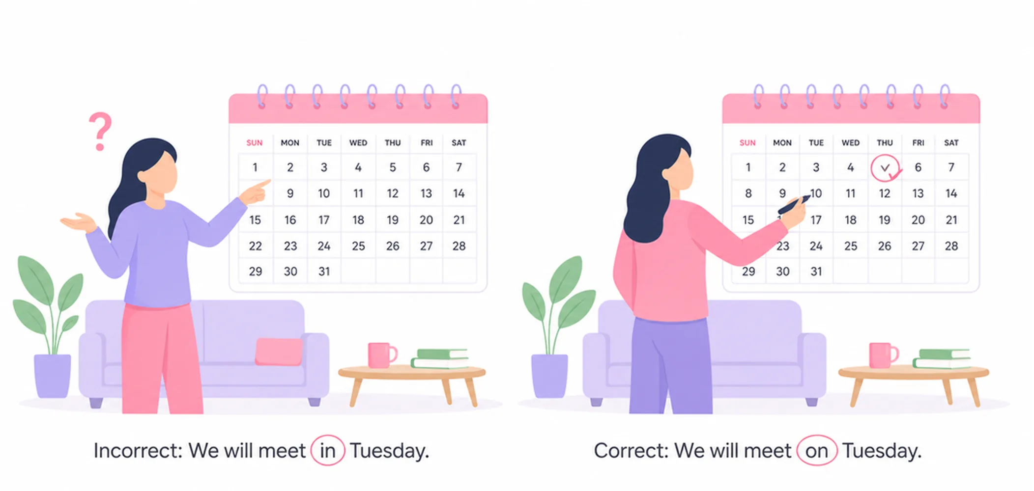 On — days and dates