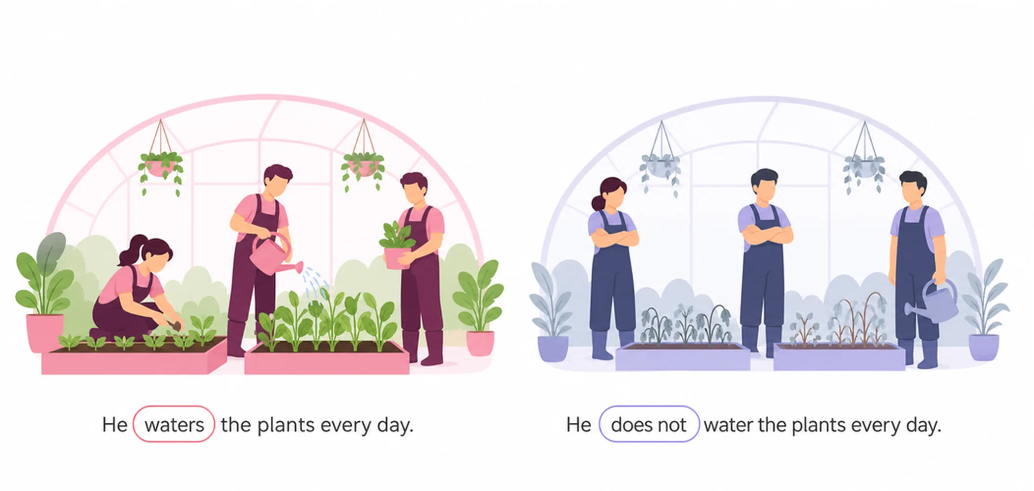 Negative sentences — 50 examples
