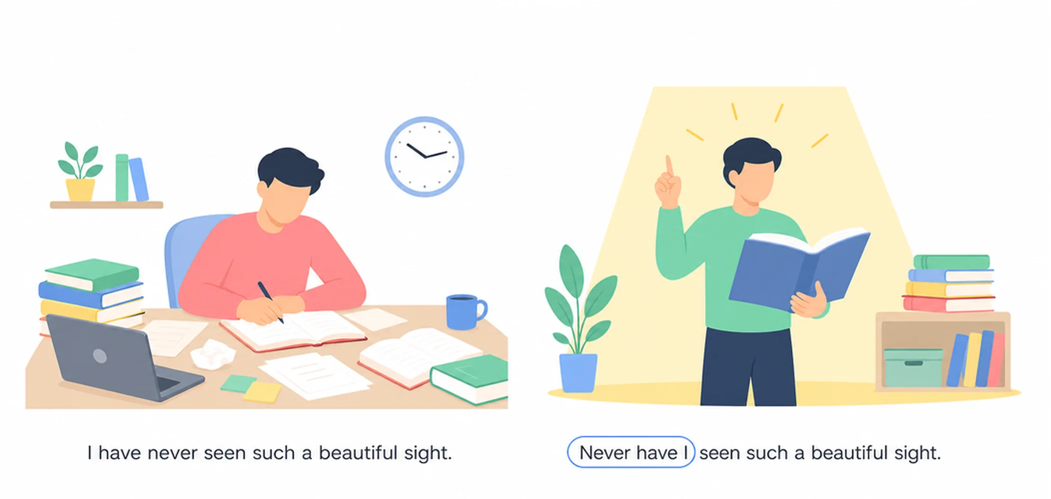 Inversion after negative adverbials (Never have I…)