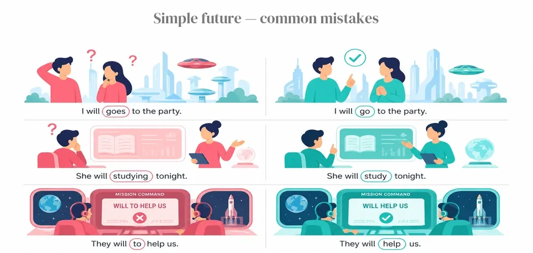 Simple future — common mistakes