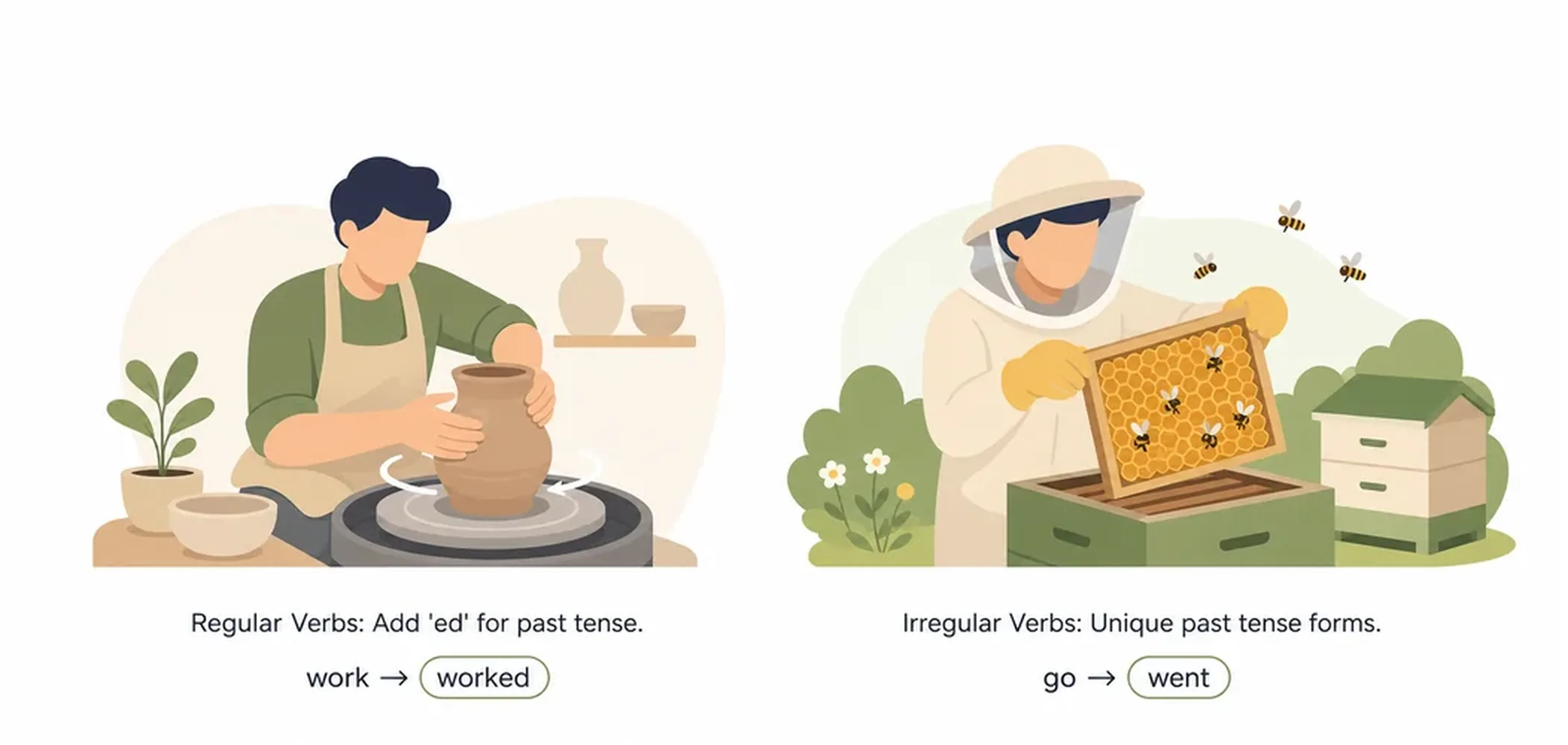 Regular vs irregular verbs — examples and comparison