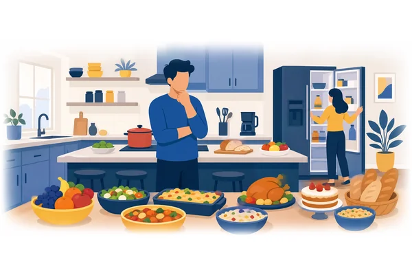 There's lots of food in the kitchen for everyone.
