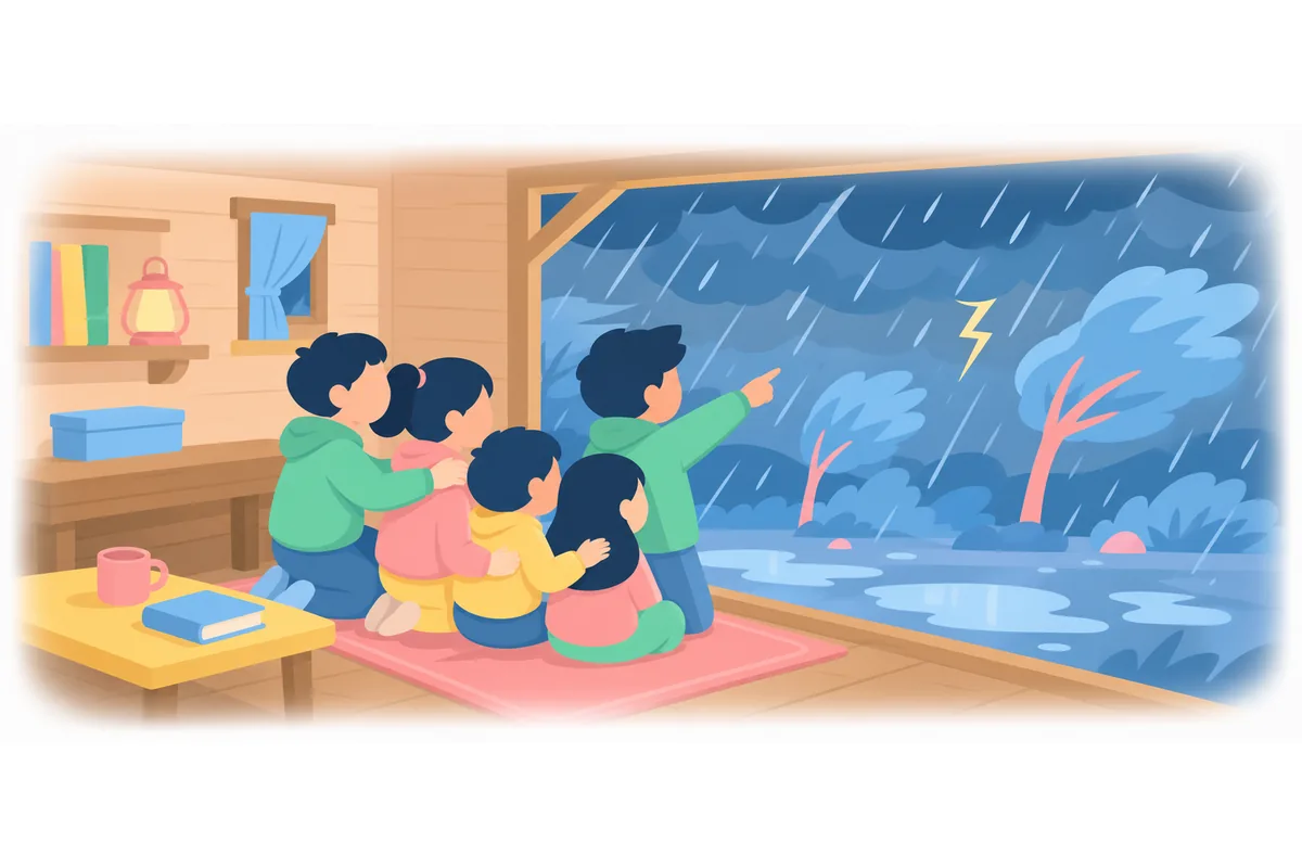 The children showed great courage during the storm.