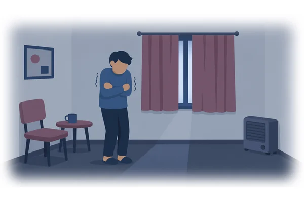 The room seemed dark and cold.