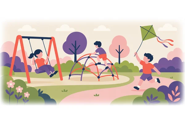 The children played outside in the park.