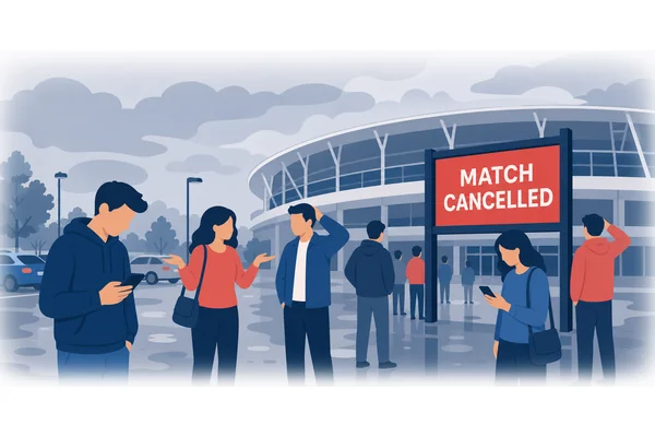 Because of the weather, the match was cancelled.