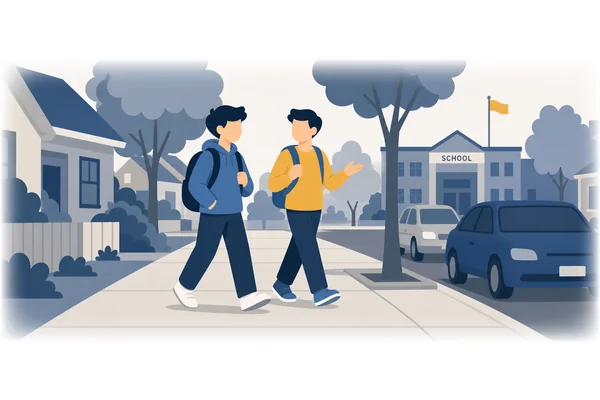 They walked to school together this morning.