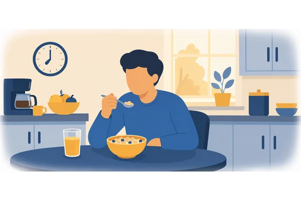 I usually eat breakfast at 7 o'clock.