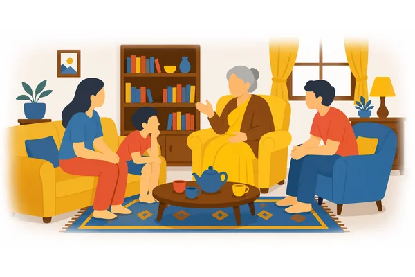 My grandmother is an old woman with many interesting stories.
