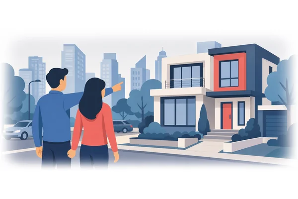 They bought a new house in the city center last month.