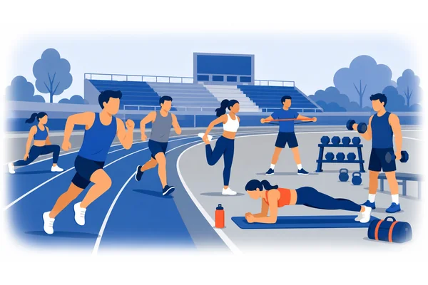 The young athletes trained hard for the competition.