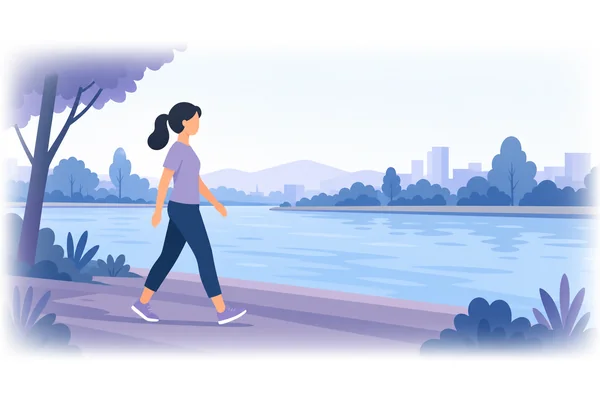 She walked along the river every morning.