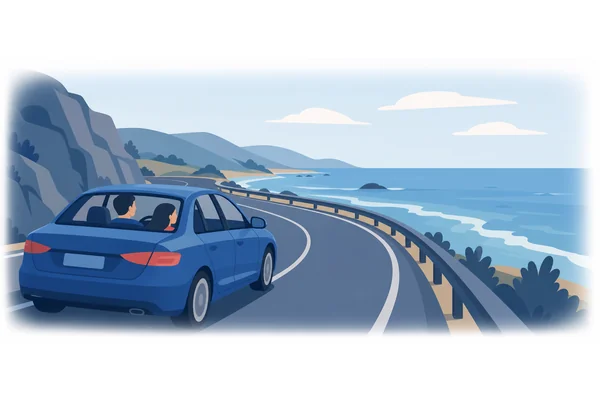 We drove along the coast and saw beautiful views.