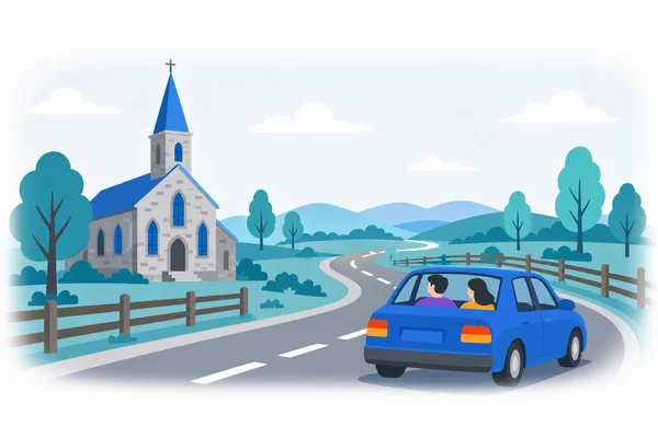 We drove past the old church on the way home.