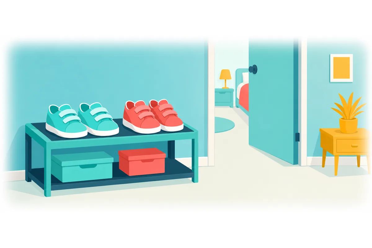 The boys' shoes are in the hallway.
