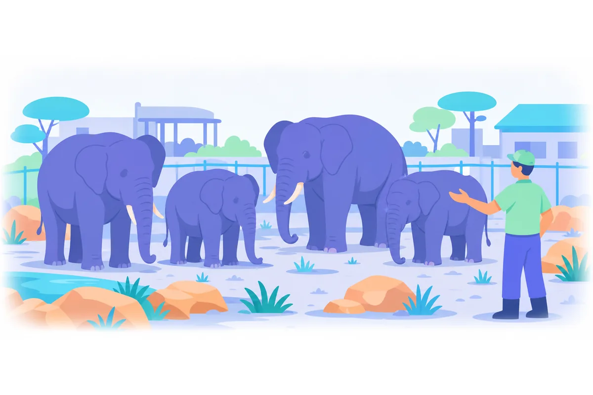 Elephants are big animals. The elephants in the zoo are very old.