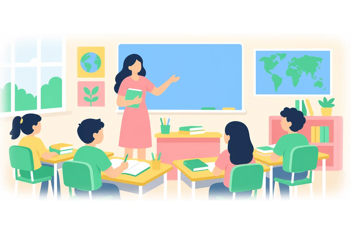 She is a teacher. The teacher at my school is very kind.