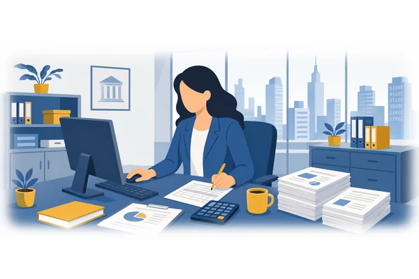 She works as an accountant in a big bank.