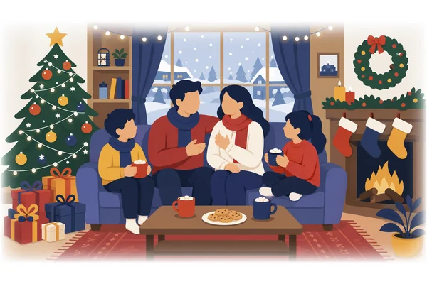 We visit our family at Christmas.