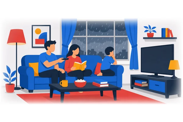 Because the weather was bad, we decided to stay home.