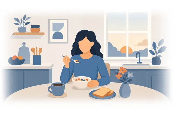 She always eats breakfast before work.