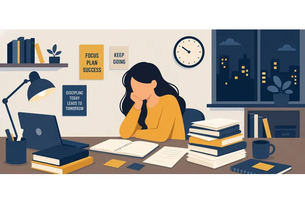 She studied hard, but she didn't pass the exam.