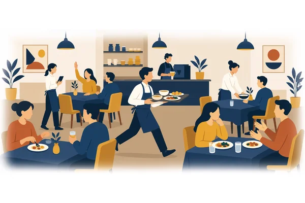 The restaurant was busy. However, the service was very fast.
