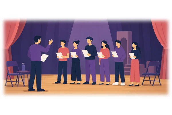 The director made the actors rehearse their lines repeatedly.