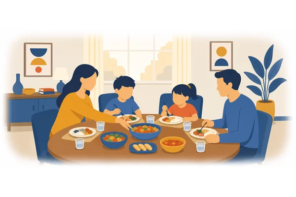 My family loves to eat together.