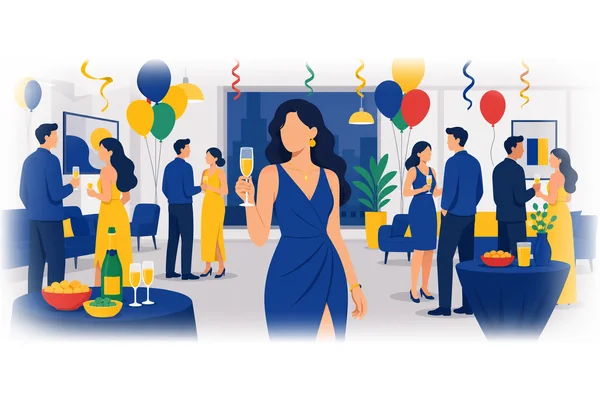 She wore a beautiful blue dress to the party.