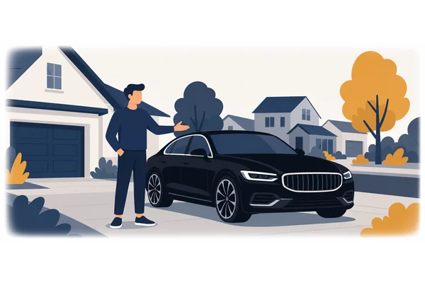 His new car is black and very expensive.