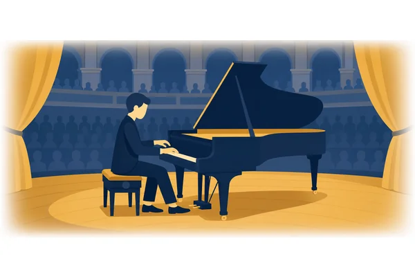 He played the piano beautifully during the concert.
