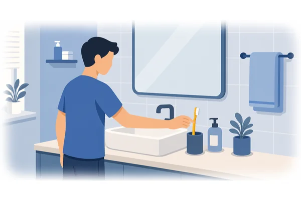 I have a toothbrush in my bathroom.
