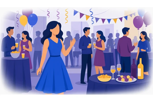 She wore a blue dress to the party.