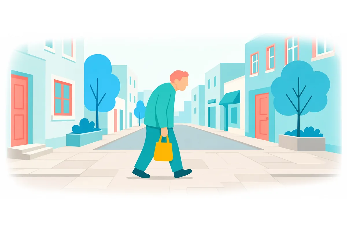The old man walked slowly down the street.
