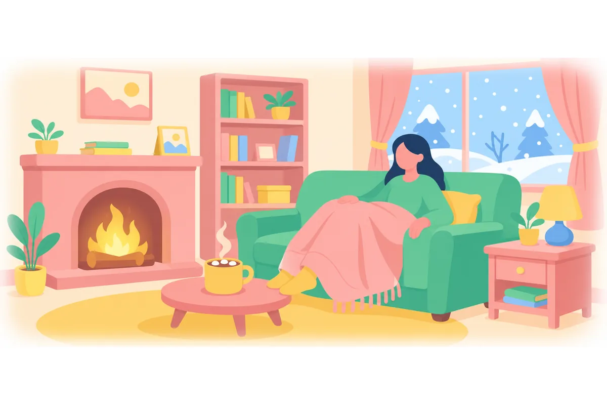 The fireplace keeps our living room warm in winter.