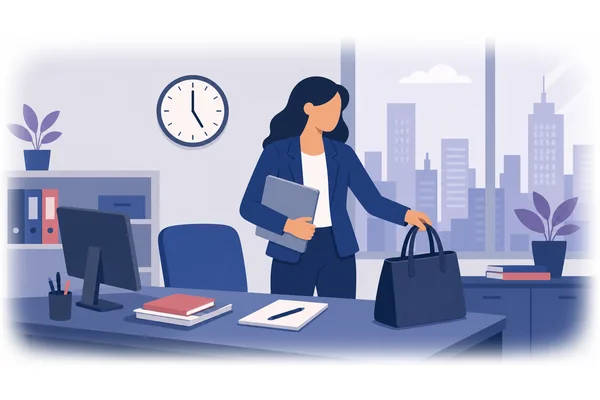 She finished her work early, so she left the office at five.