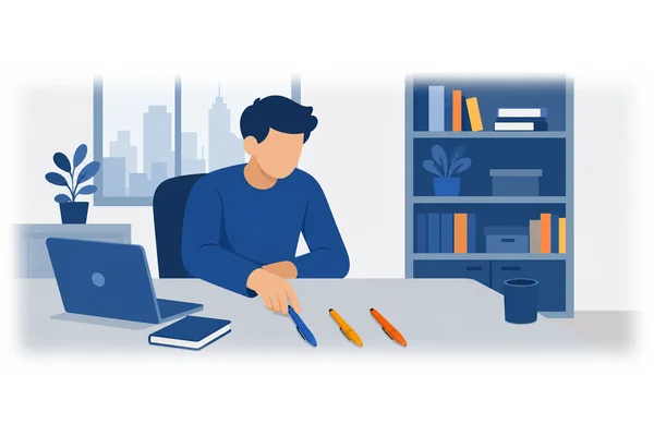 There are three pens on the desk.