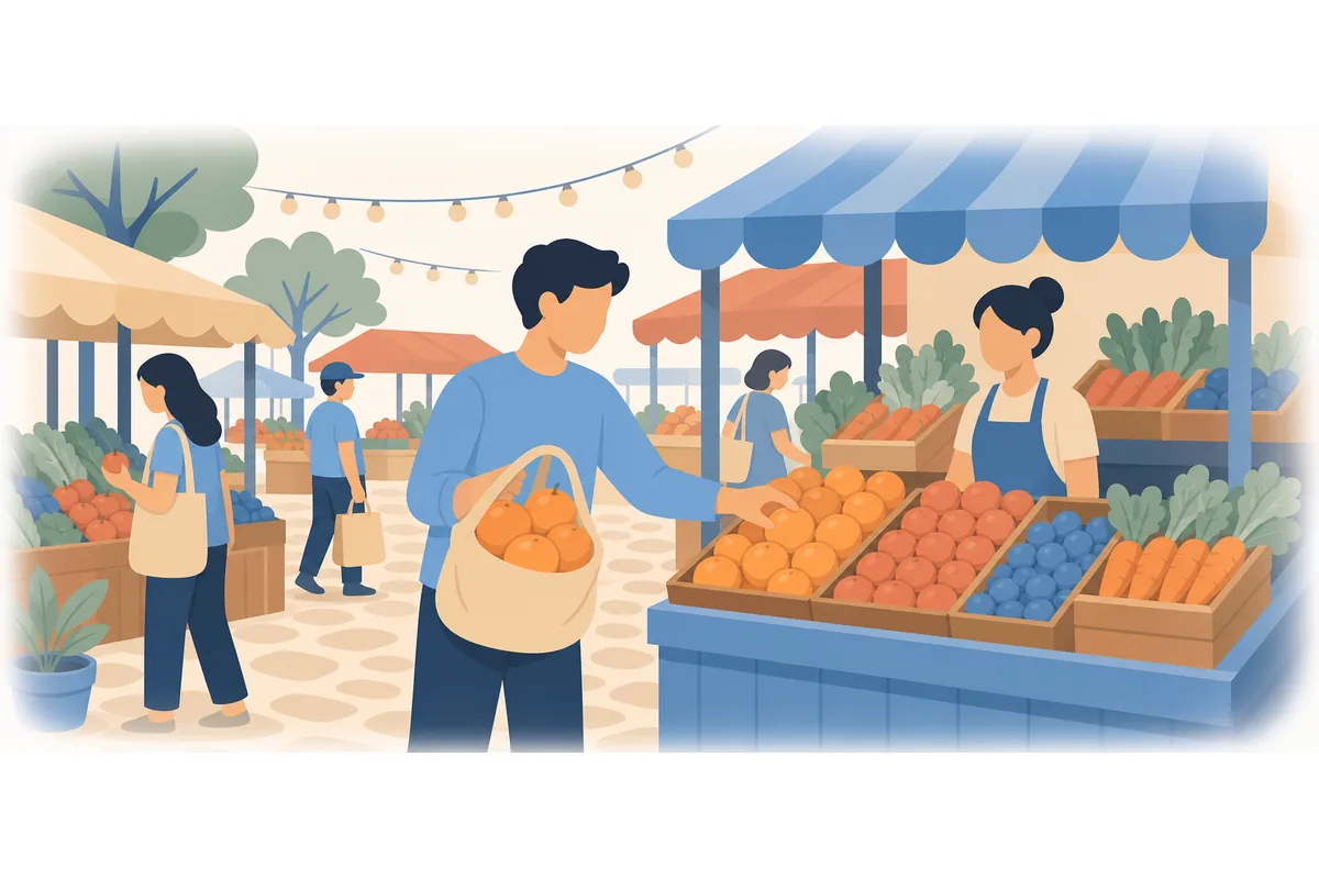 I bought five oranges at the market yesterday.