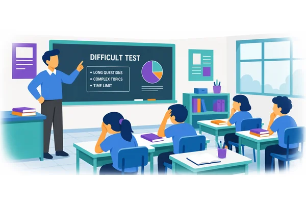 The teacher warned us about the difficult test.
