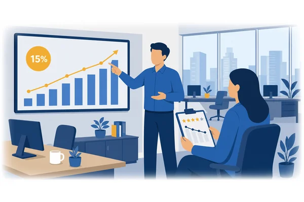 Sales increased by 15% last quarter. In contrast, customer satisfaction ratings declined slightly.