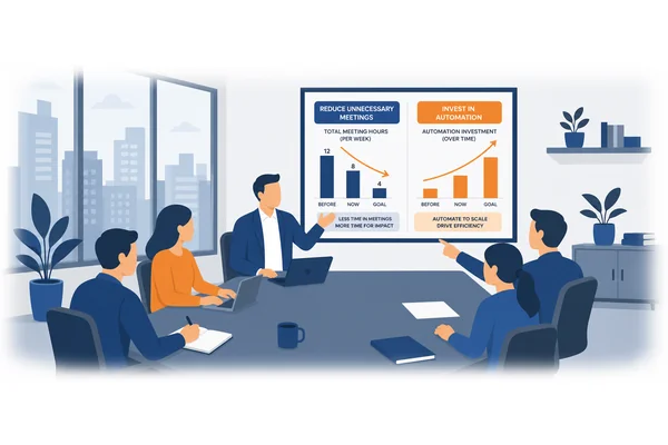 We can reduce expenses by cutting unnecessary meetings. Besides, we could invest in automation.