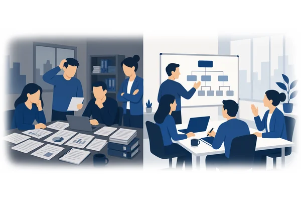 The company had serious financial problems; therefore, they decided to restructure the entire department.