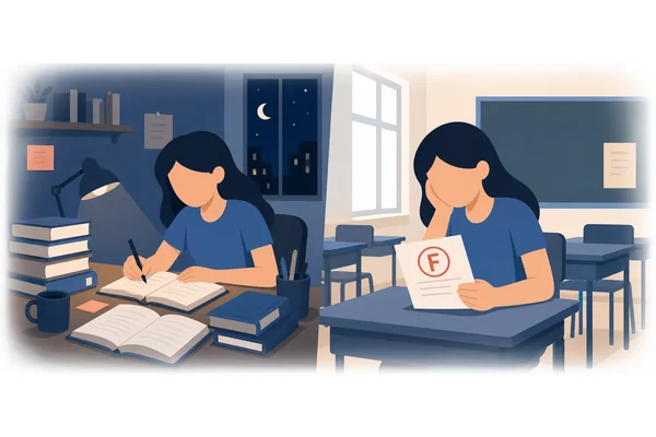 She studied hard all year; however, she still failed the exam.