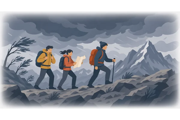 Although the weather was terrible, we decided to go hiking anyway.